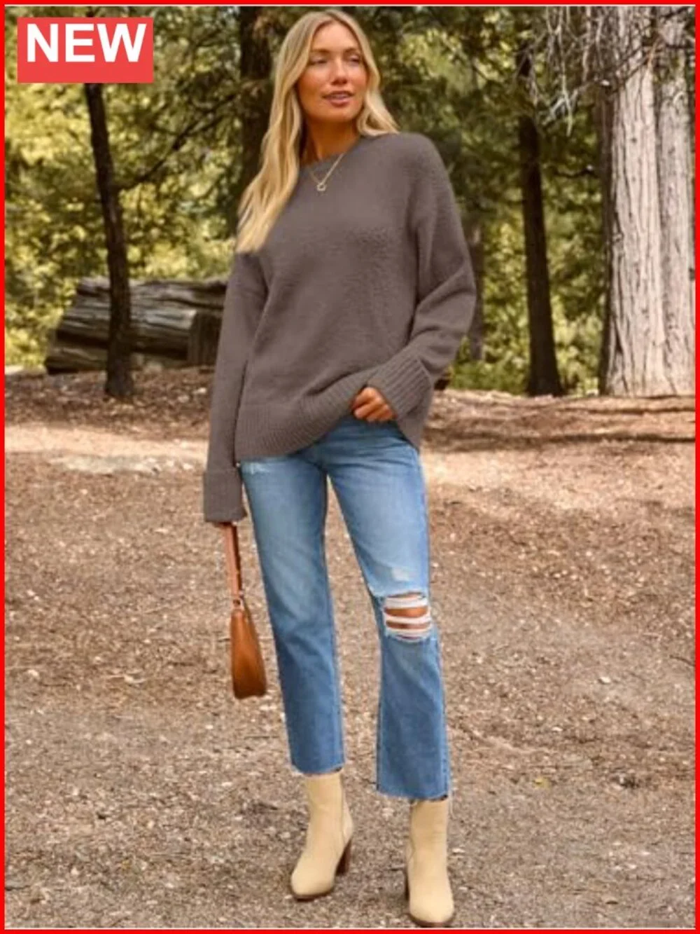 Oversized Warm Cozy Knit Sweater Crew Neck Long Sleeve Pullover